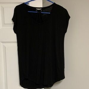 24/7 Maurices Black V-Neck Short Sleeve Top